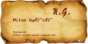 Milos Győző névjegykártya